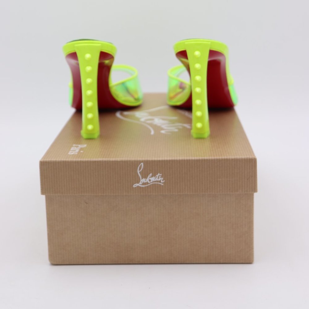 Christian Louboutin Condorapik Yellow Iridescent Spike Mule Sandals - Picture 7 of 13